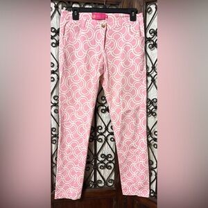 Macbeth Collection by Margaret Josephs Pink and White Straight Leg Pants